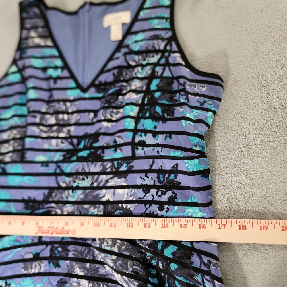 Ann Taylor Loft Dress 10 Floral Striped Cotton With Liner A-Line Sleeveless Tank - Picture 6 of 8